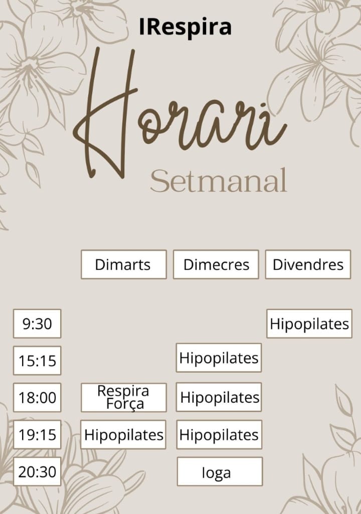 Horari classes de grup de 5 persones